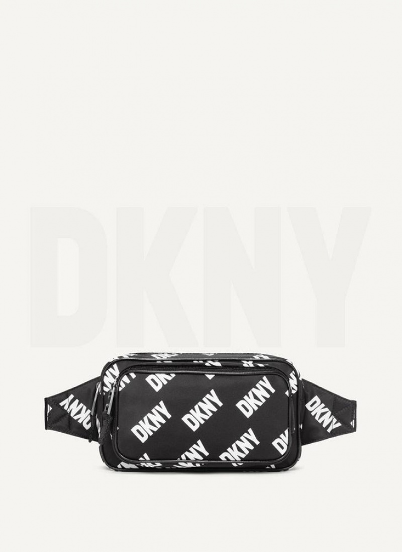 DKNY All Over Logo Men's Belt Bags Black / White | Ireland_D0407