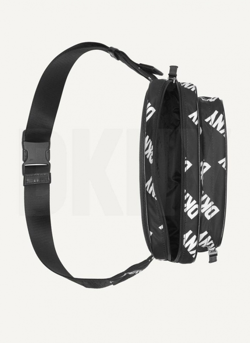 DKNY All Over Logo Men's Belt Bags Black / White | Ireland_D0407