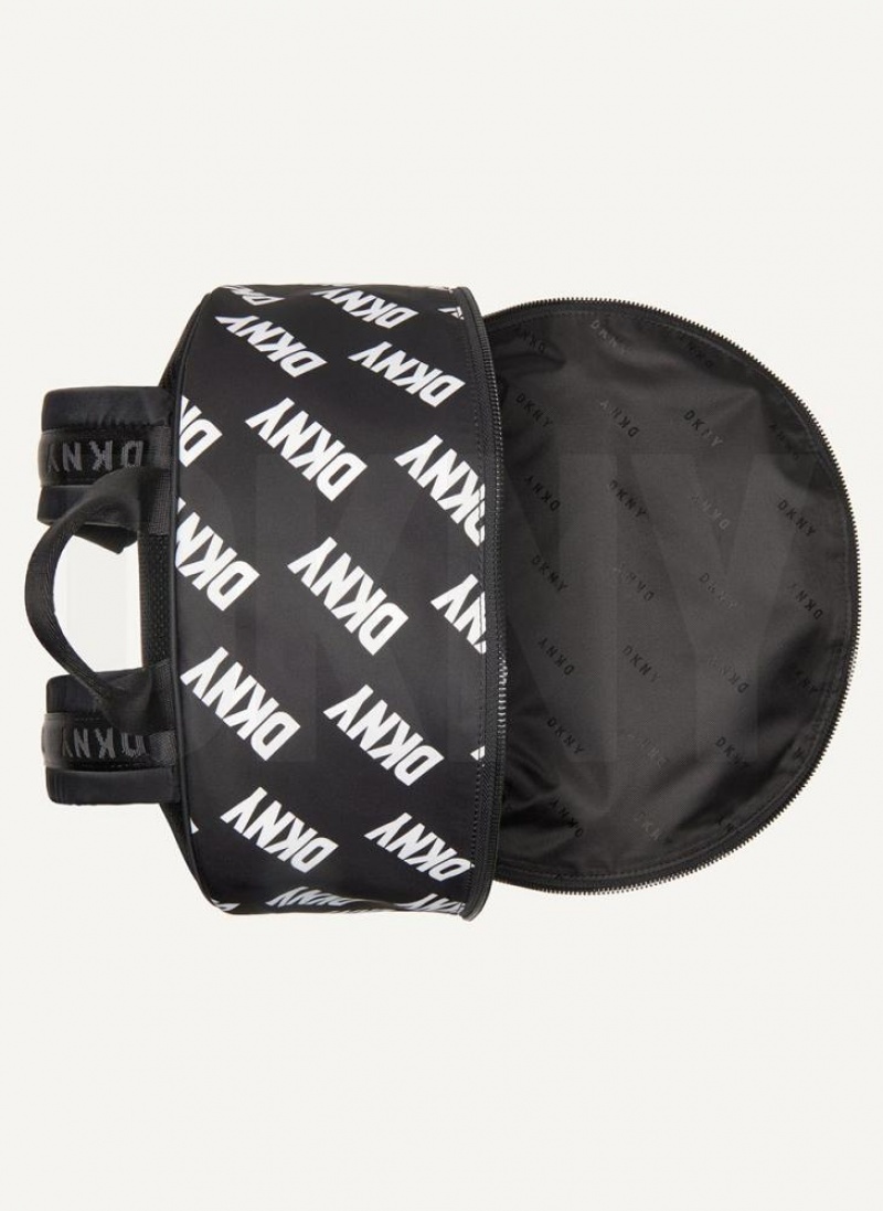 DKNY All Over Logo Women's Backpacks Black / White | Ireland_D0986