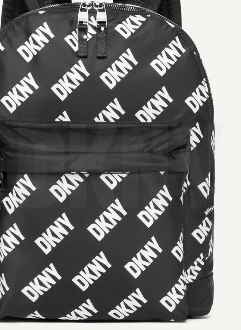 DKNY All Over Logo Women's Backpacks Black / White | Ireland_D0986