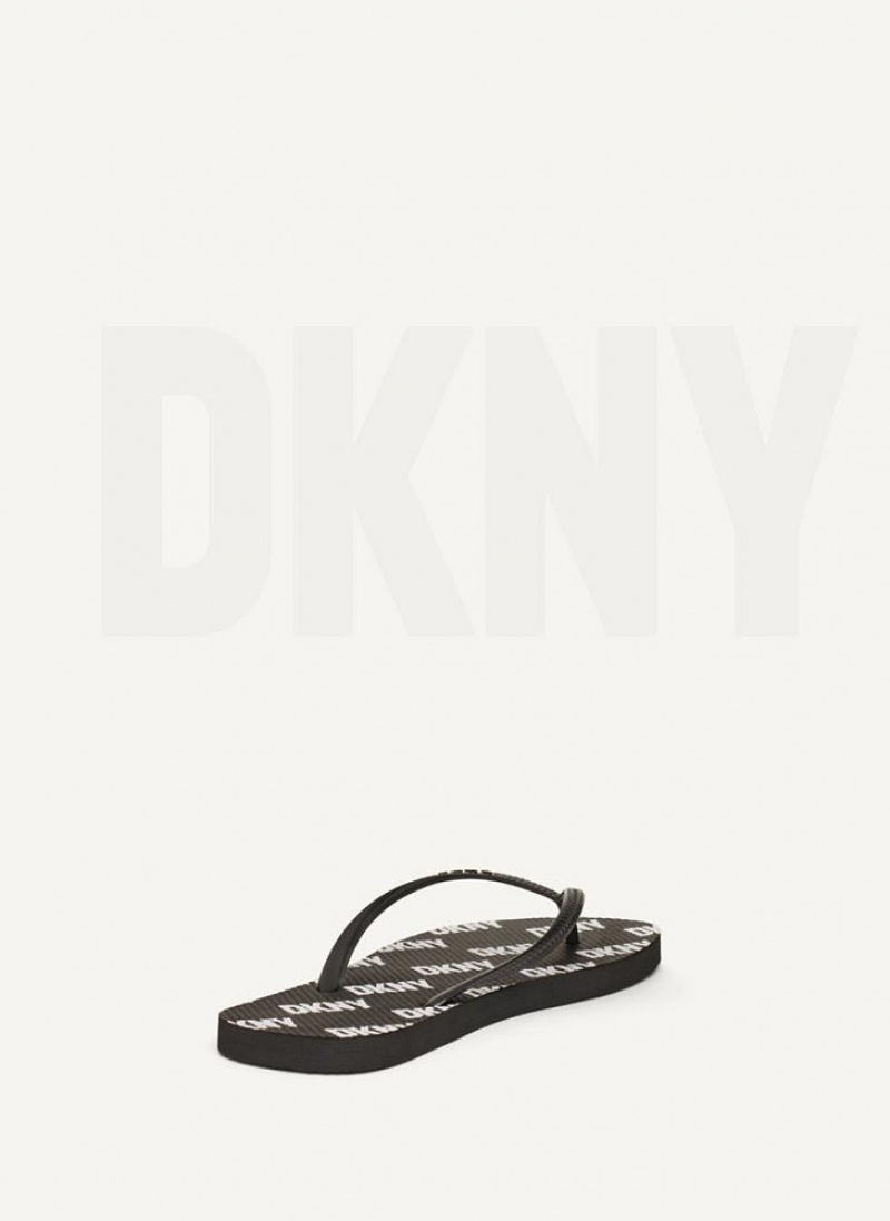 DKNY Allover Logo Men's Flip Flops Black | Ireland_D0865