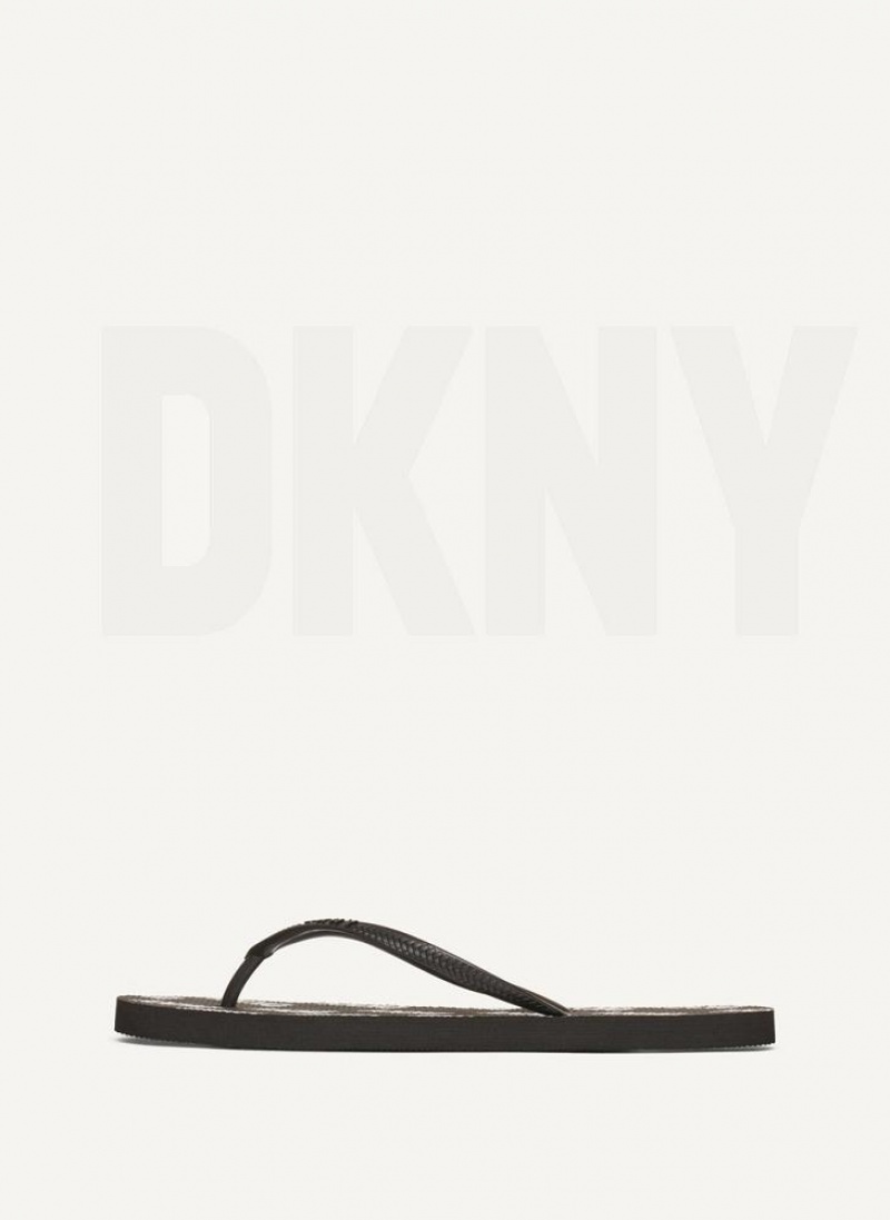 DKNY Allover Logo Men's Flip Flops Black | Ireland_D0865