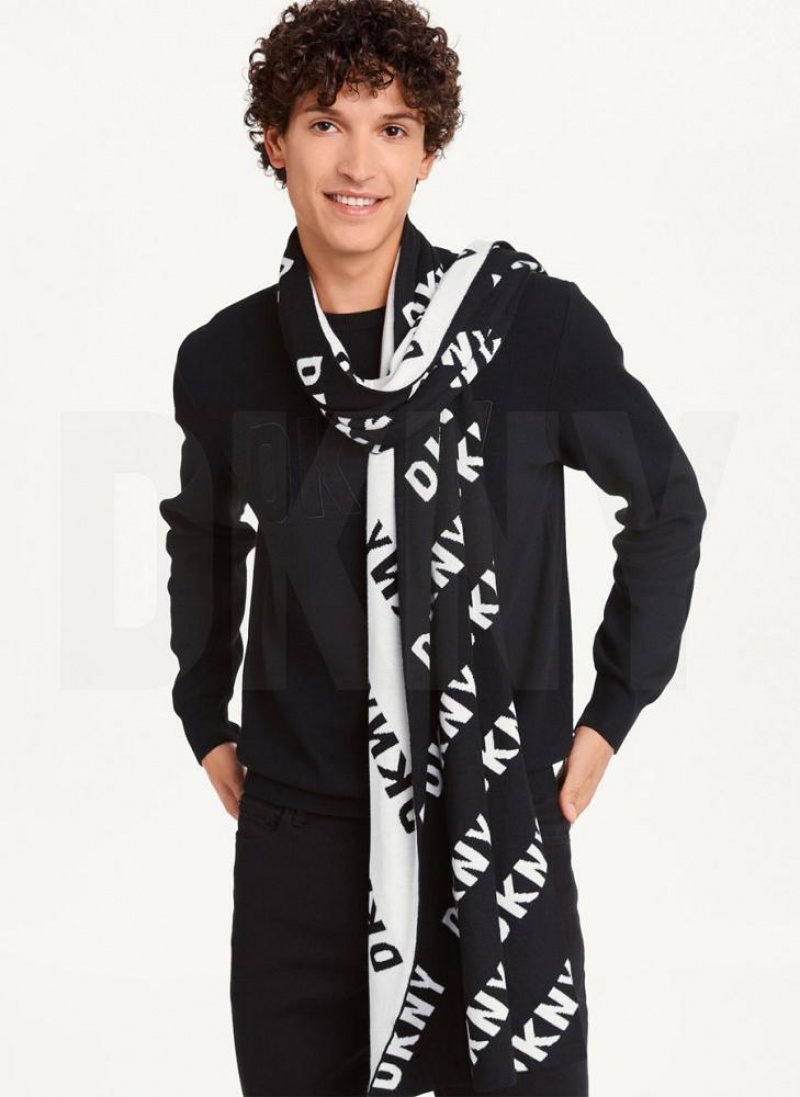 DKNY Allover Logo Men's Scarf Black | Ireland_D0278