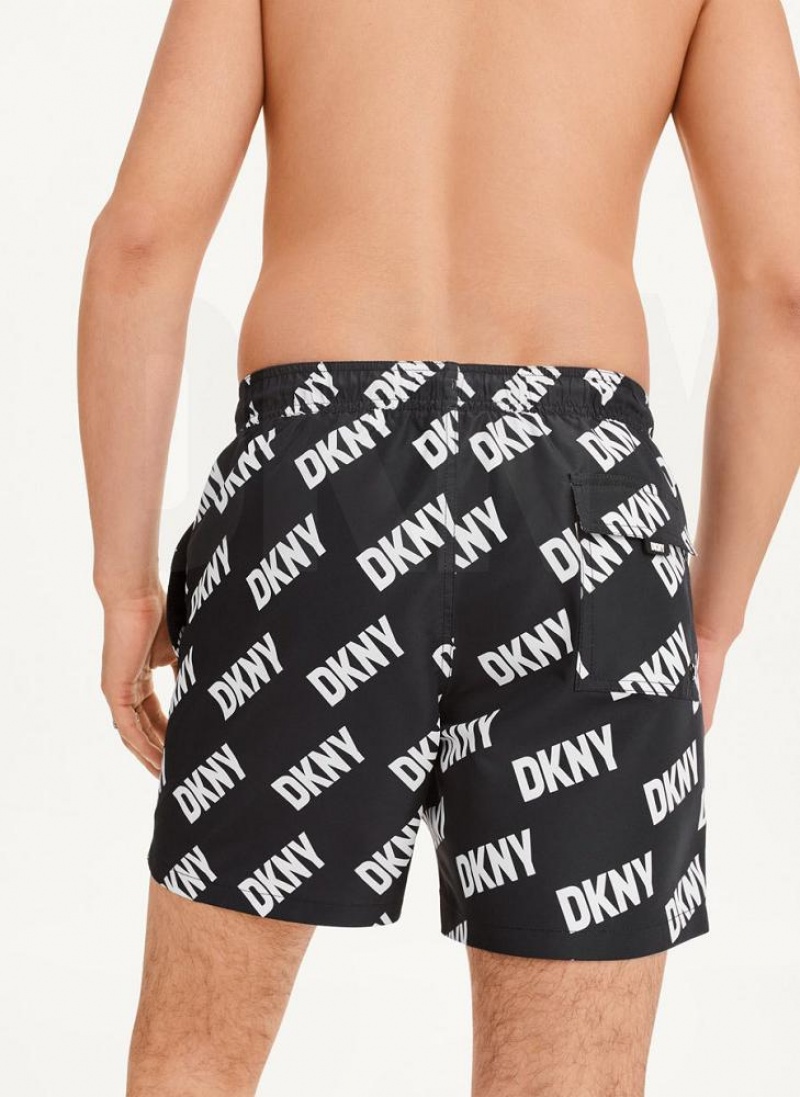 DKNY Allover Logo Swims Men's Shorts Black | Ireland_D0229