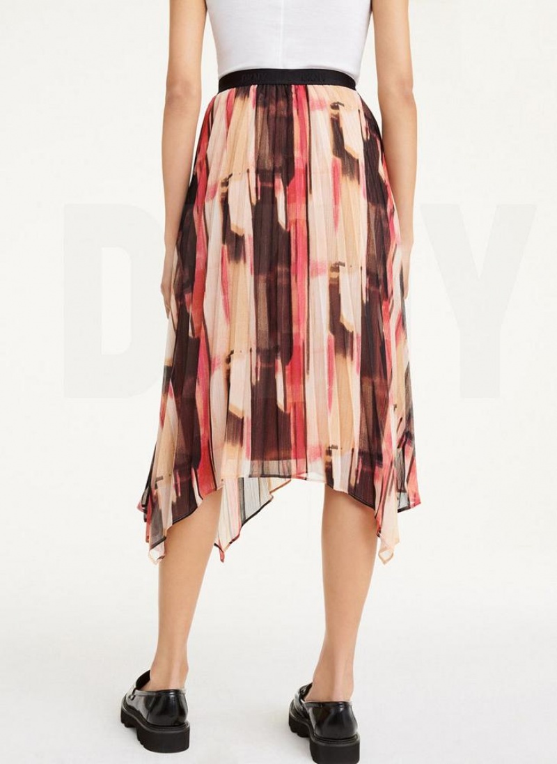 DKNY Asymmetrical Pleated Women's Skirts Pink | Ireland_D1198