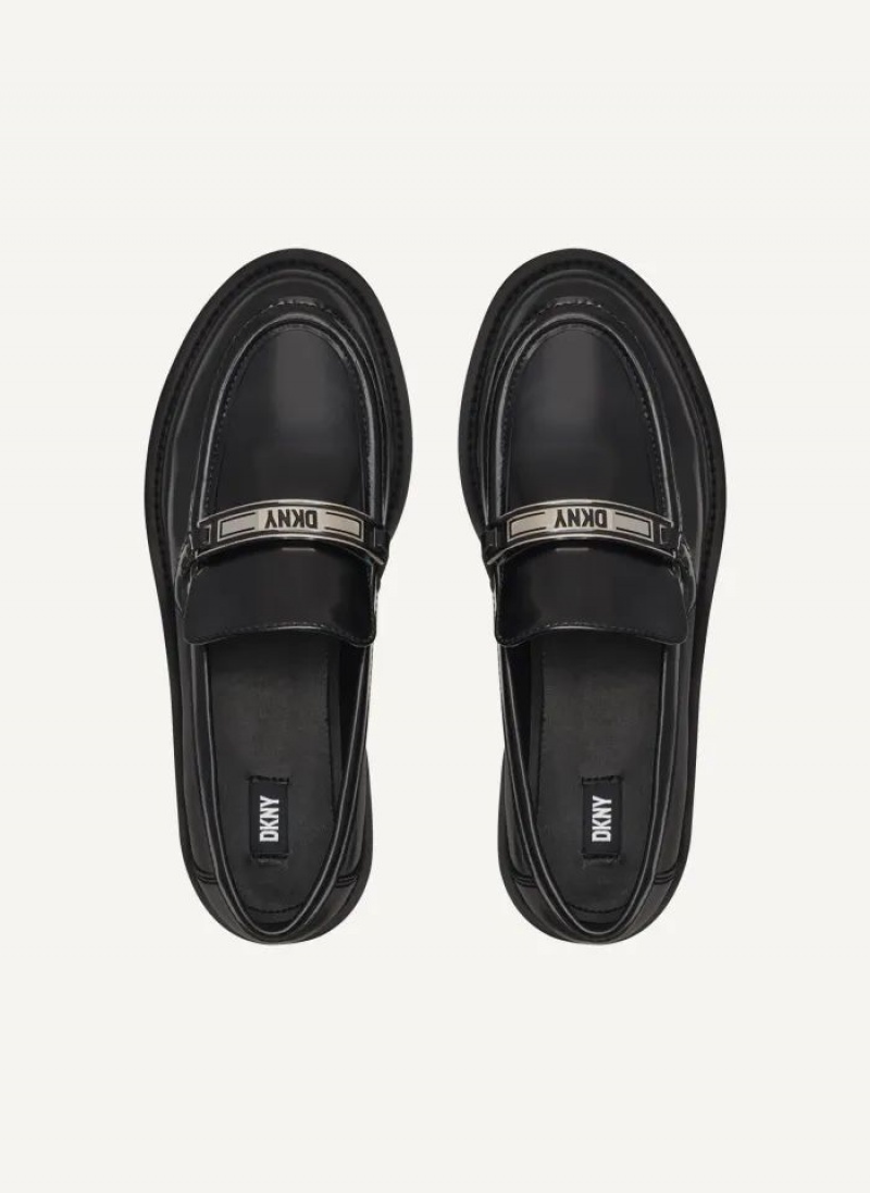 DKNY Audrey With Plaque Women's Loafers Black | Ireland_D0333