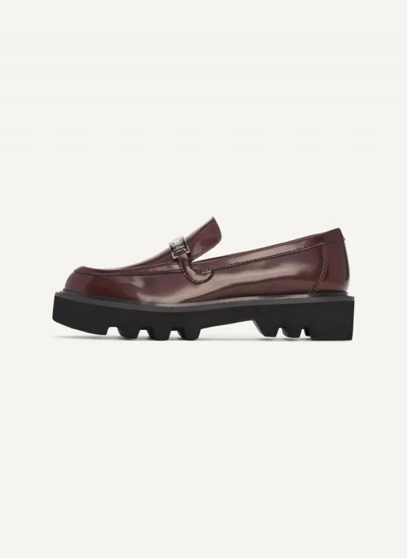 DKNY Audrey With Plaque Women\'s Loafers Burgundy | Ireland_D1759