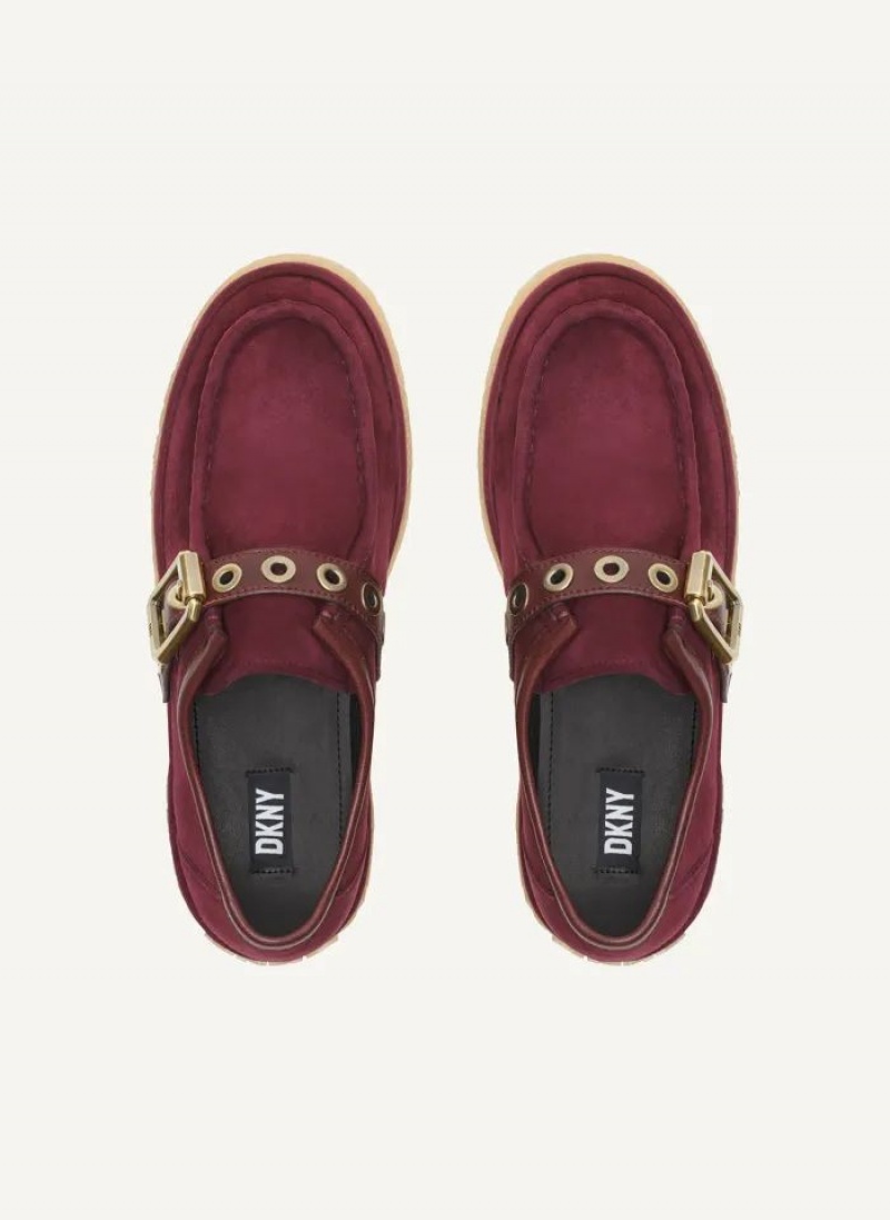 DKNY Autumn Women's Loafers Burgundy | Ireland_D1982