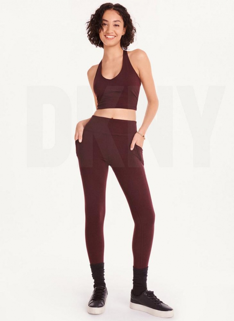 DKNY Balance High Waist Women's Leggings Burgundy | Ireland_D1021