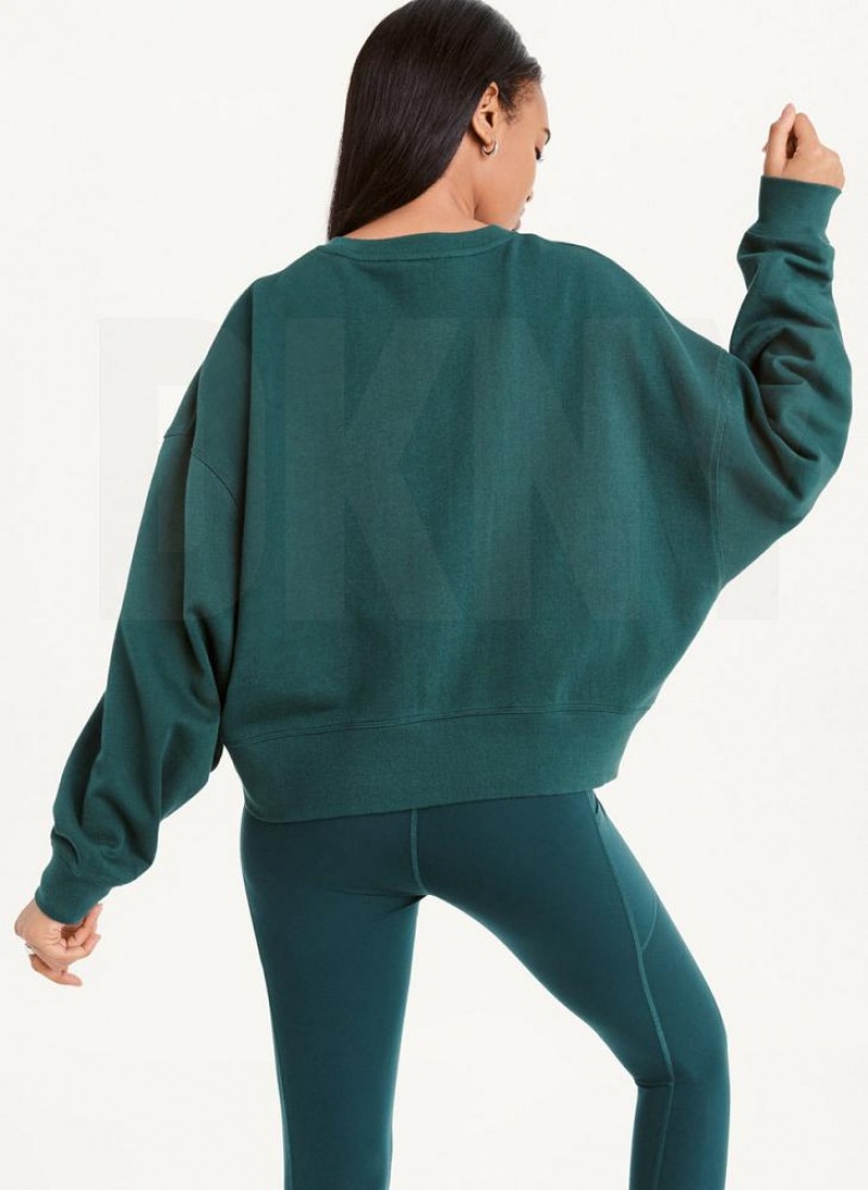 DKNY Balance Oversized Crewneck Pullover Women's Sweatshirts Olive | Ireland_D0327