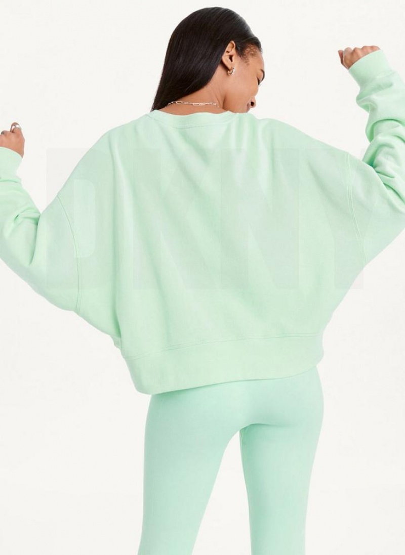 DKNY Balance Oversized Crewneck Pullover Women's Sweatshirts Green | Ireland_D0369