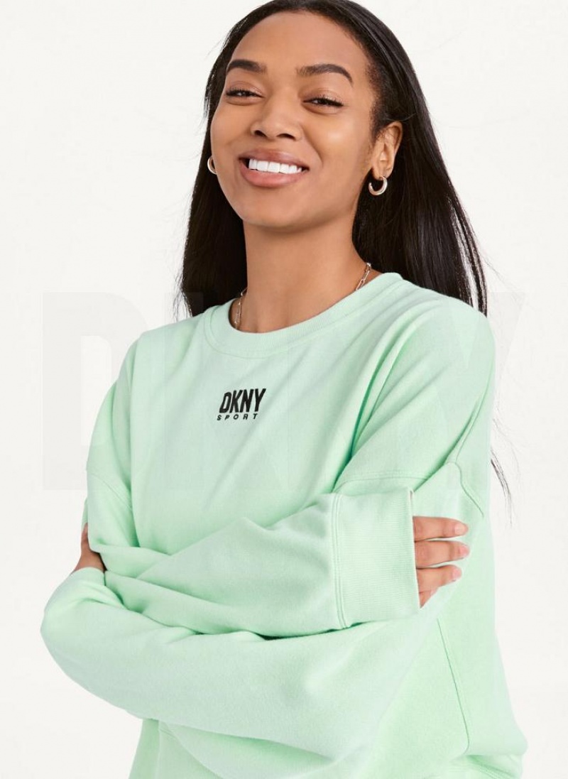 DKNY Balance Oversized Crewneck Pullover Women's Sweatshirts Green | Ireland_D0369