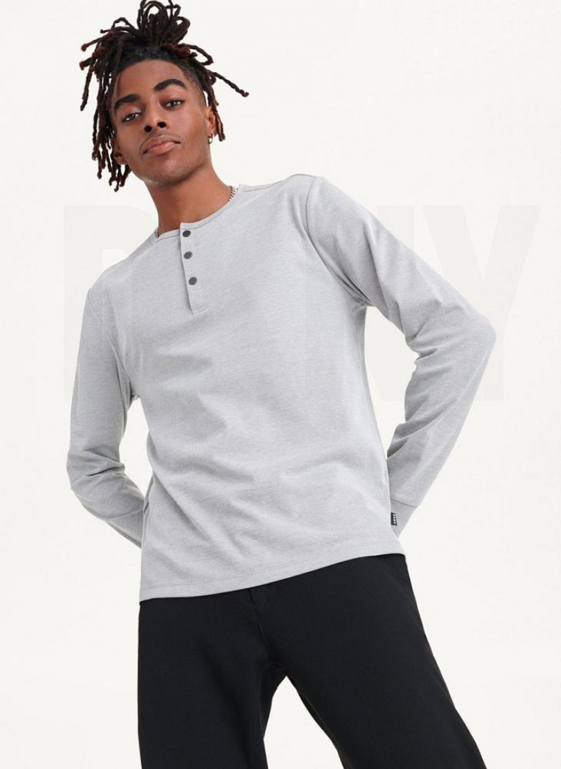 DKNY Baselayer Henley Men's Sweatshirts Grey | Ireland_D1295