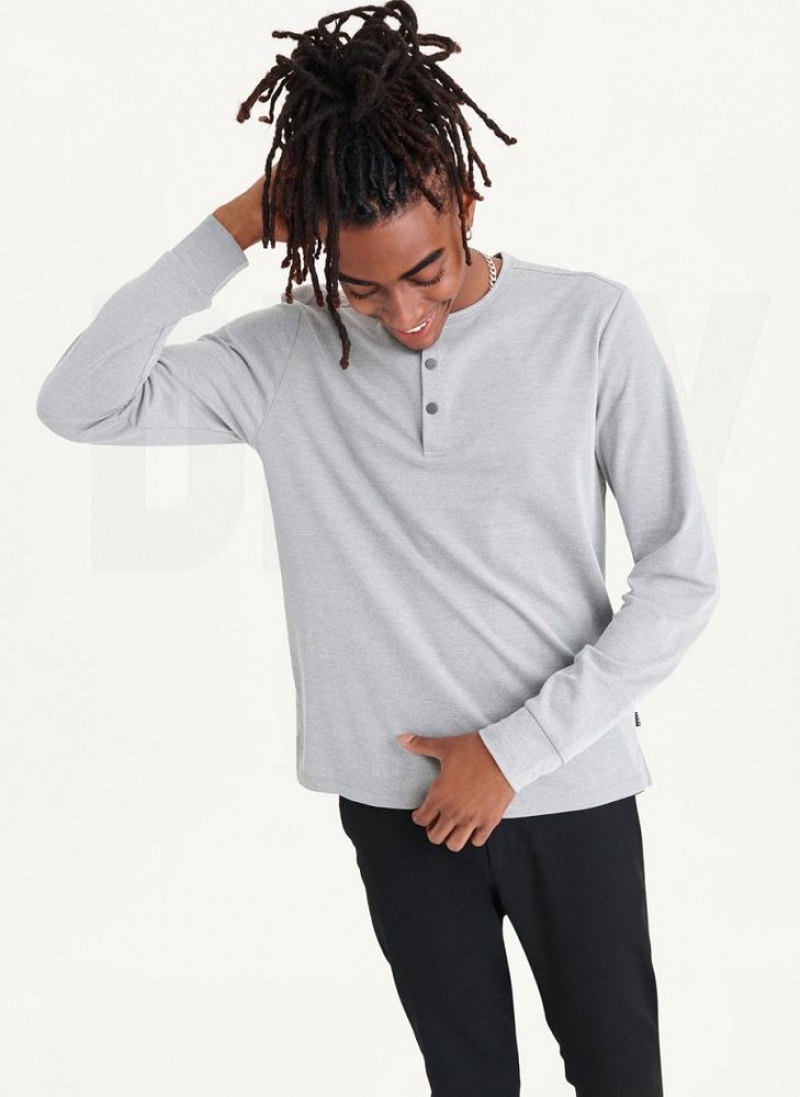 DKNY Baselayer Henley Men's Sweatshirts Grey | Ireland_D1295