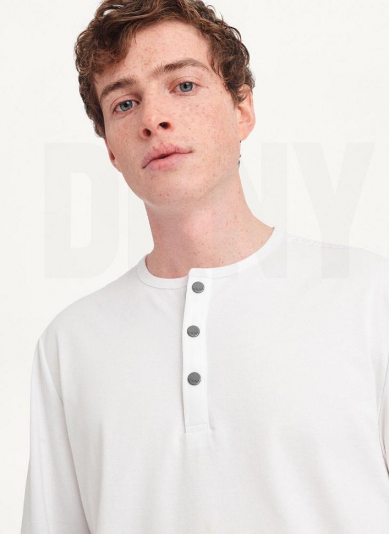 DKNY Baselayer Henley Men's Sweatshirts White | Ireland_D1707