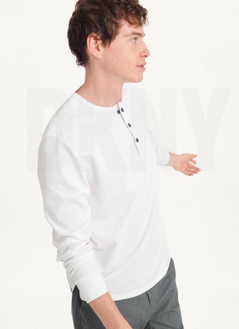 DKNY Baselayer Henley Men's Sweatshirts White | Ireland_D1707