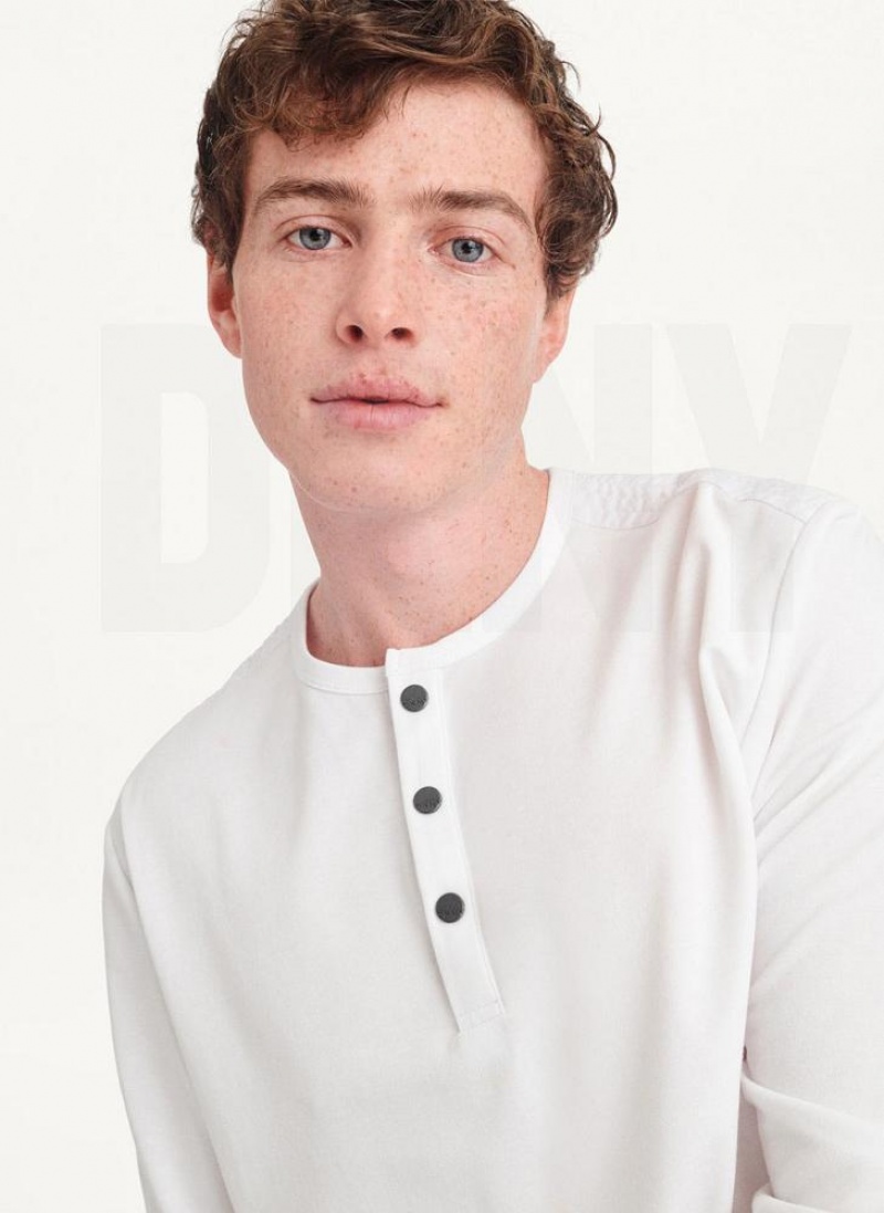 DKNY Baselayer Henley Men's Sweatshirts White | Ireland_D1707