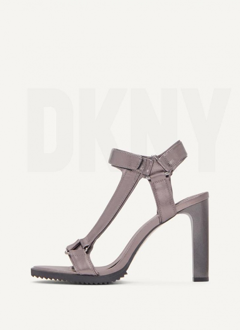 DKNY Bayli Metallic Women\'s Heels Grey | Ireland_D1566