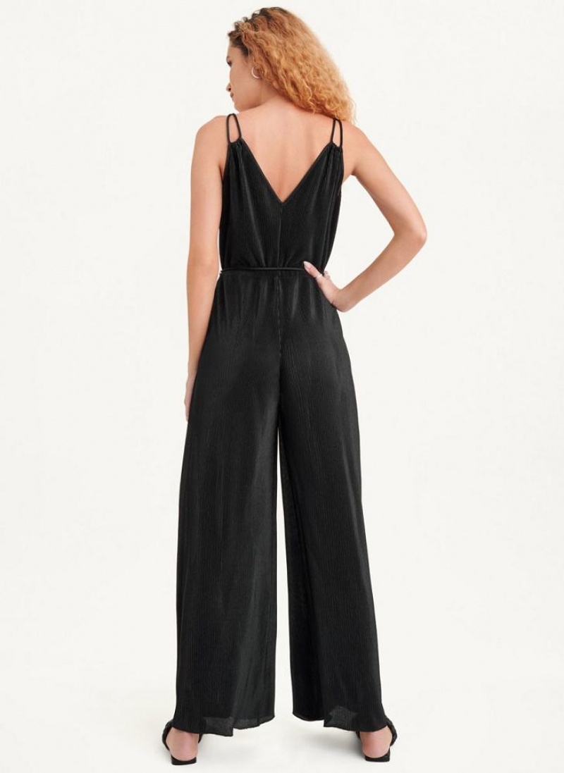 DKNY Belted All-In-One Women's Jumpsuit Black | Ireland_D1150