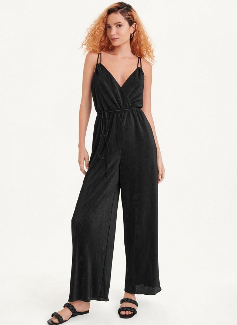 DKNY Belted All-In-One Women's Jumpsuit Black | Ireland_D1150