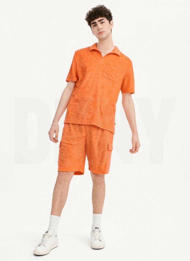 DKNY Blend Toweling Short Sleeve Knit Men's Shirts Orange | Ireland_D1289