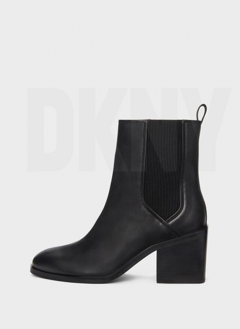 DKNY Block Heel Chelsea Women\'s Boots Black | Ireland_D1513