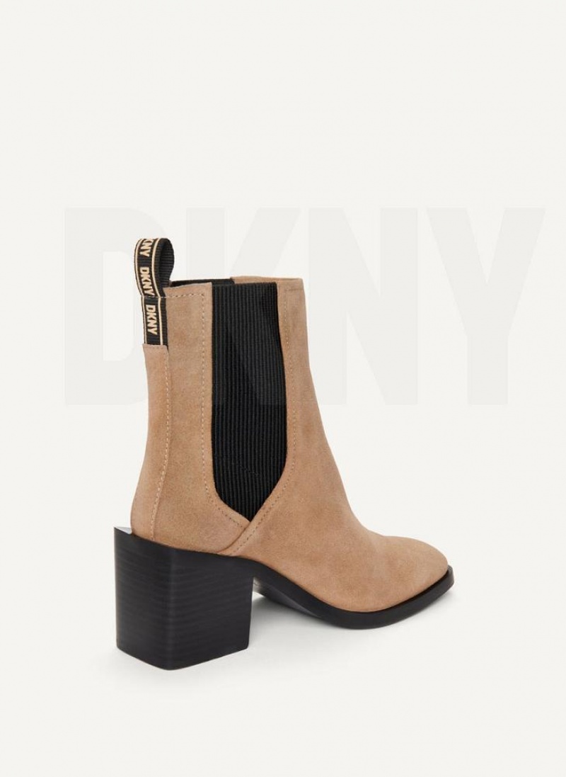 DKNY Block Heel Chelsea Women's Boots Brown | Ireland_D1454