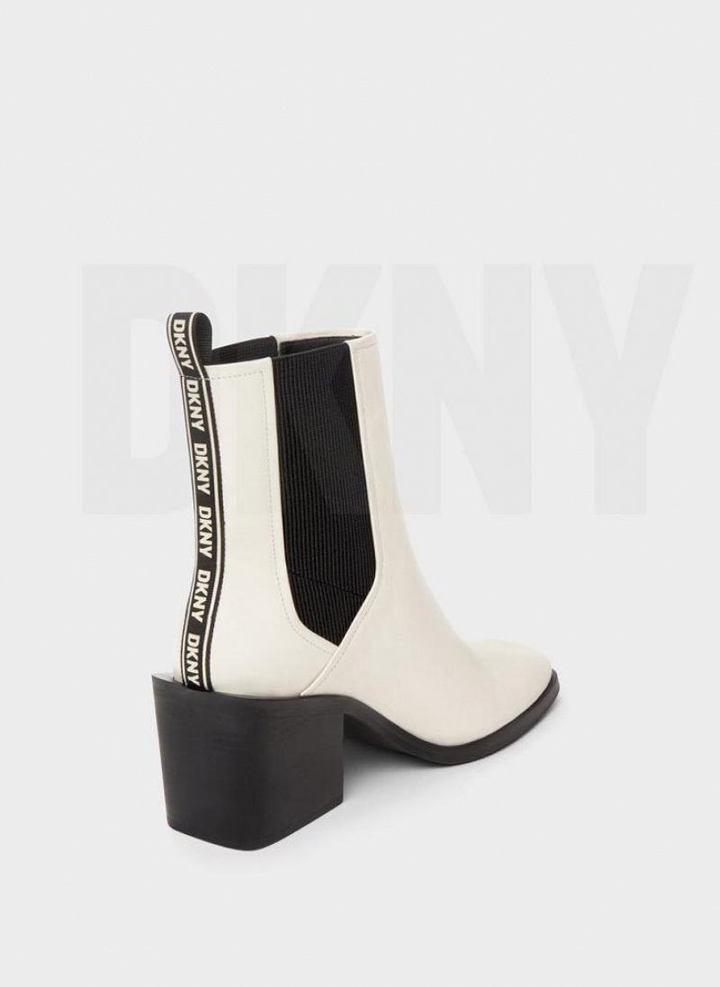 DKNY Block Heel Chelsea Women's Boots White | Ireland_D0435