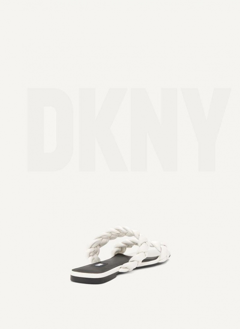 DKNY Braided Double Strap Women's Slides White | Ireland_D0934