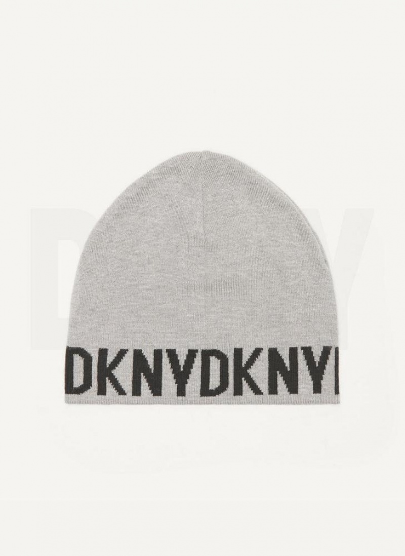 DKNY Brim Logo Men's Beanie Grey | Ireland_D1808