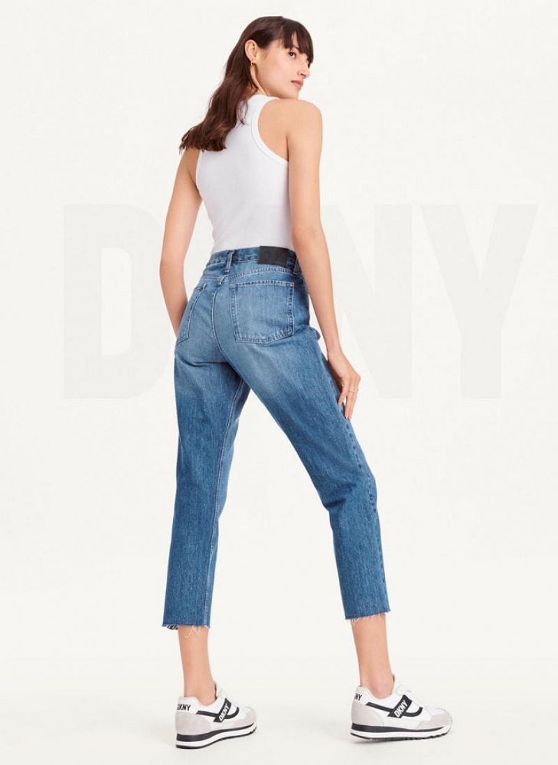 DKNY Broome Cropped Distressed Women's Jeans Wash | Ireland_D0373