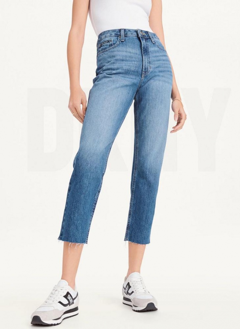 DKNY Broome Cropped Distressed Women's Jeans Wash | Ireland_D0373