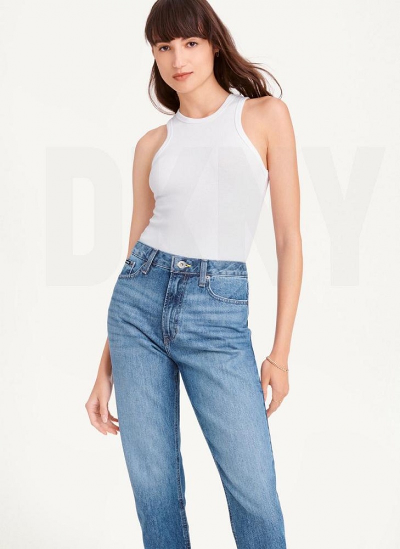 DKNY Broome Cropped Distressed Women's Jeans Wash | Ireland_D0373