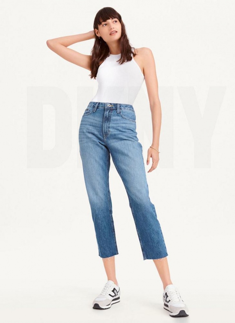 DKNY Broome Cropped Distressed Women\'s Jeans Wash | Ireland_D0373