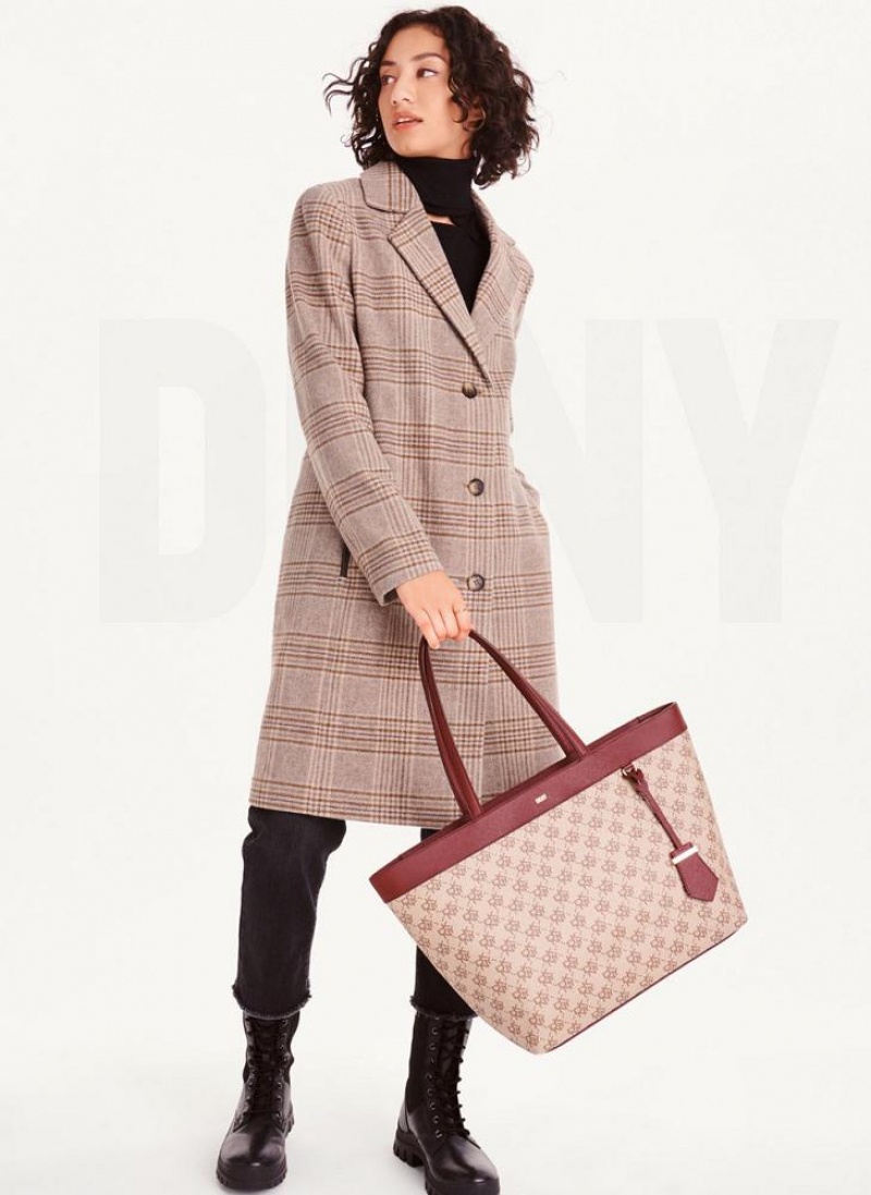 DKNY Brown Plaid Women's Coats Brown / Black | Ireland_D0199