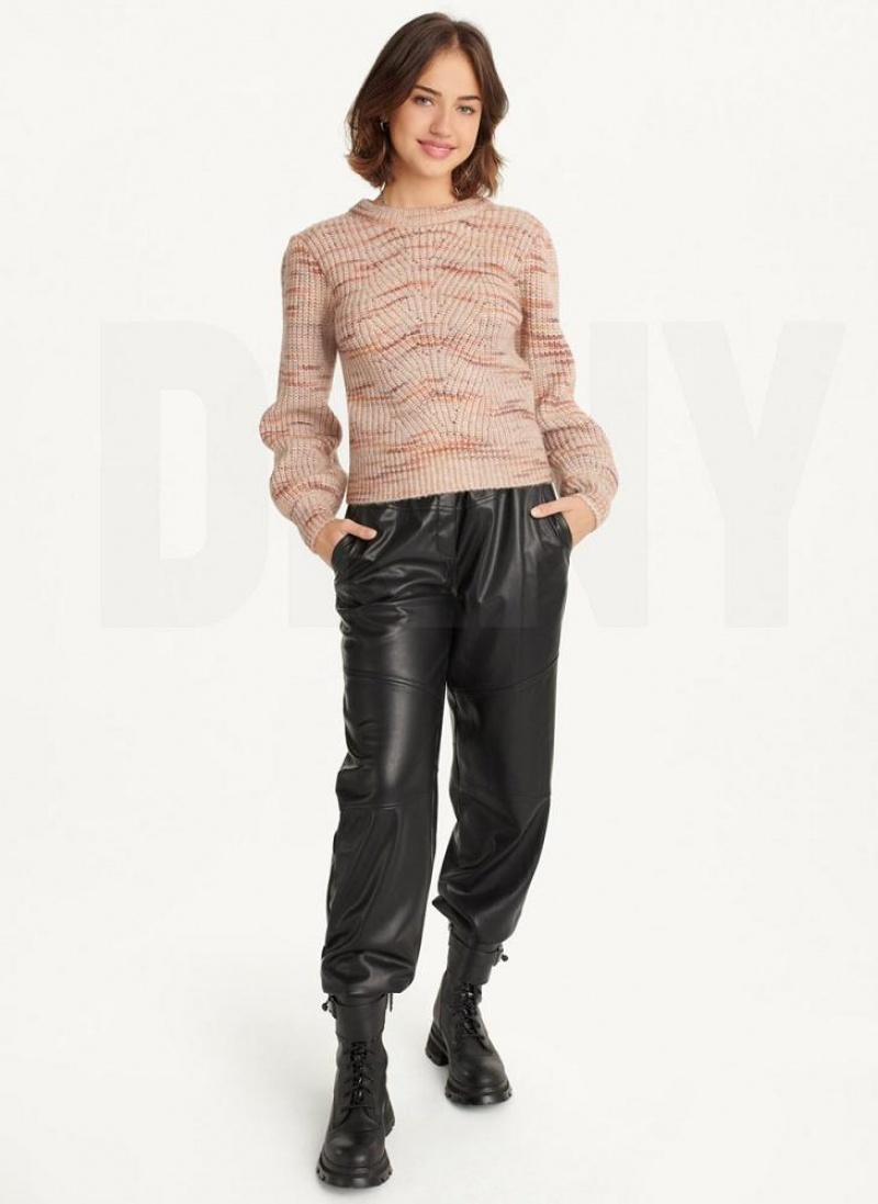 DKNY Bubble Sleeve Knit Women's Sweaters Brown | Ireland_D1372