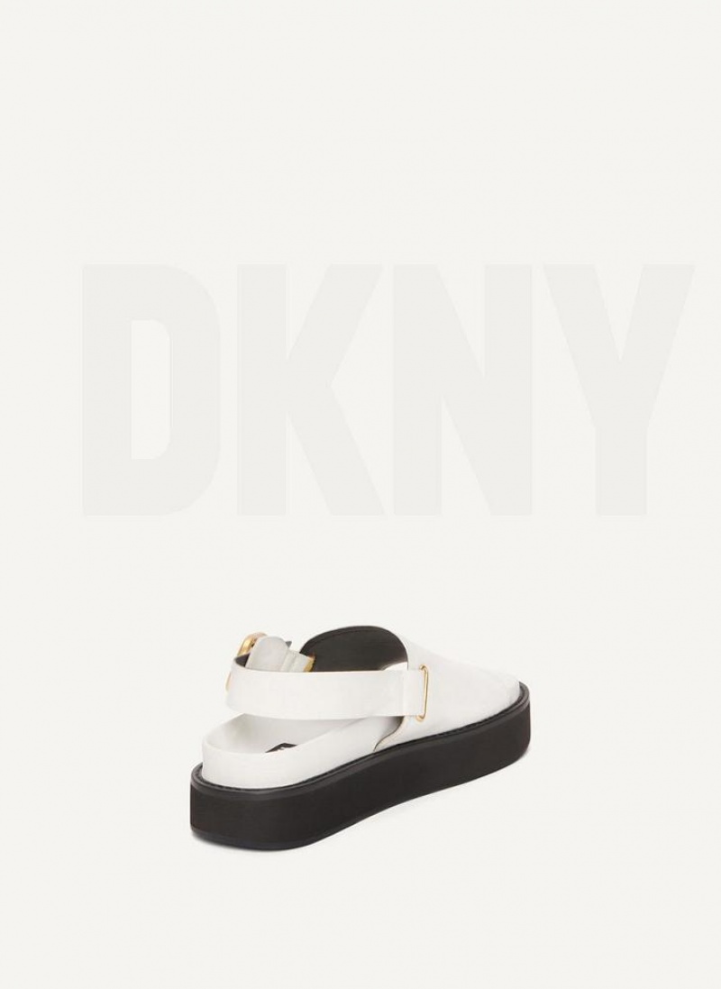 DKNY Buckle Flatform Women's Sandals White | Ireland_D1428