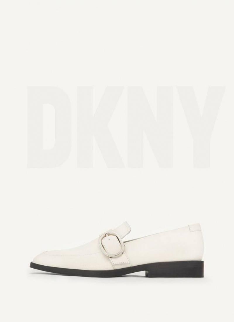 DKNY Buckle Women\'s Loafers White | Ireland_D1865