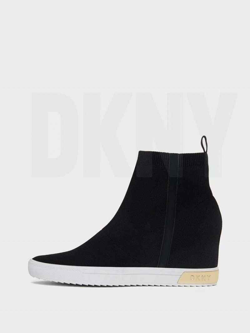 DKNY Cali Wedge Women\'s Sneakers Black / Gold | Ireland_D0753