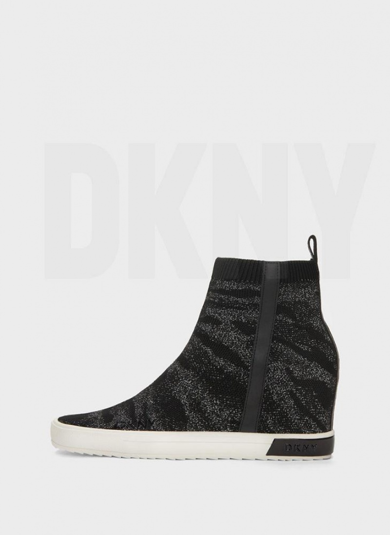 DKNY Cali Wedge Women\'s Sneakers Black | Ireland_D0813