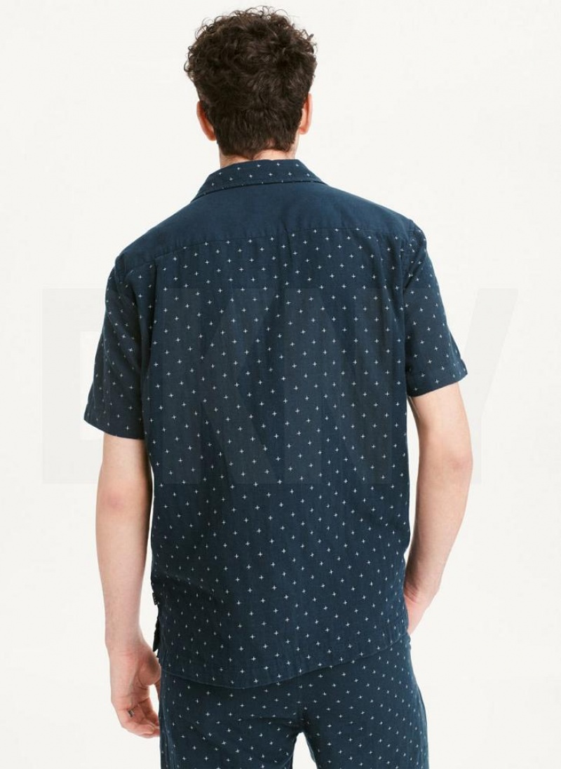 DKNY Camp Men's Shirts Navy | Ireland_D1325