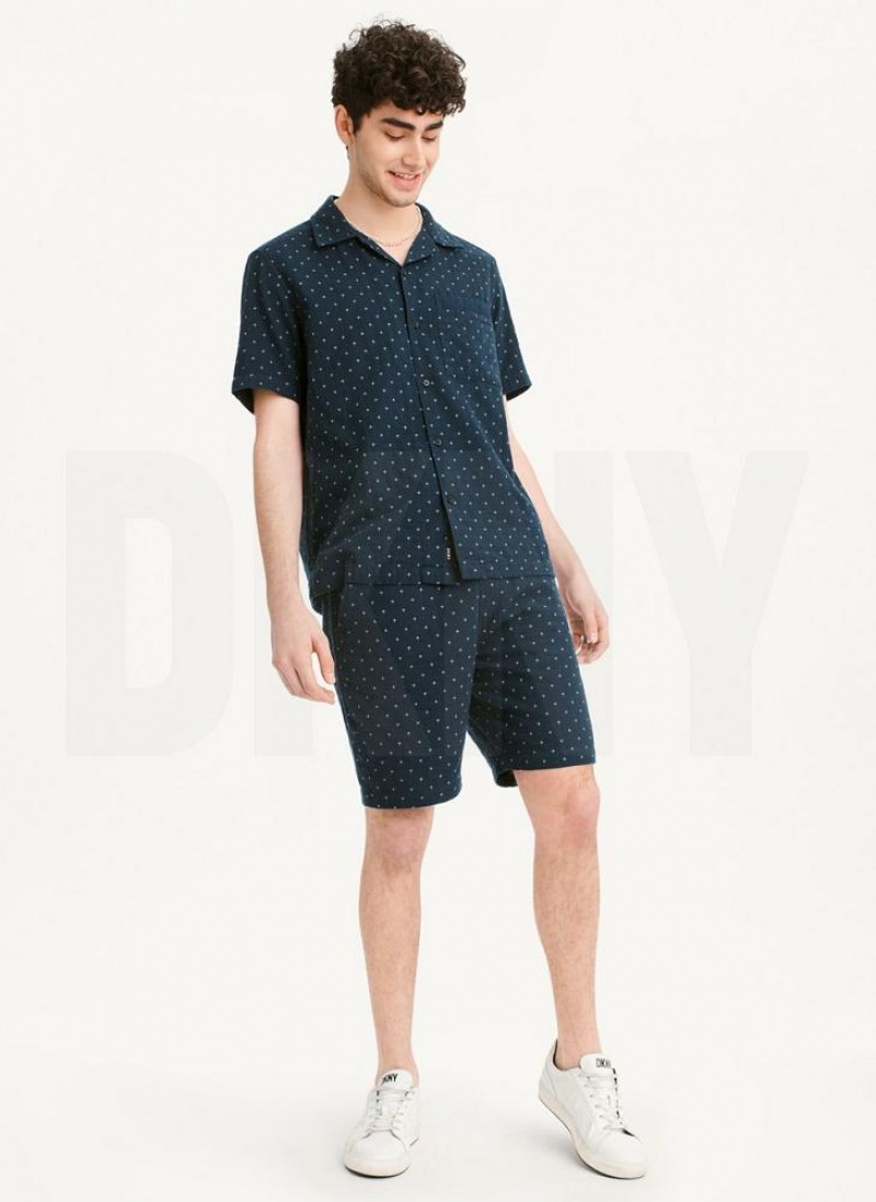 DKNY Camp Men's Shirts Navy | Ireland_D1325