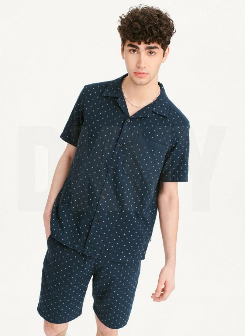 DKNY Camp Men's Shirts Navy | Ireland_D1325