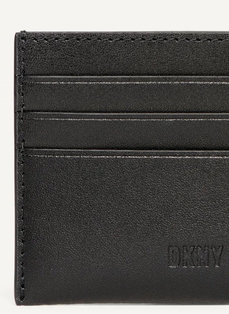 DKNY Card Case Men's Wallets Black | Ireland_D1878