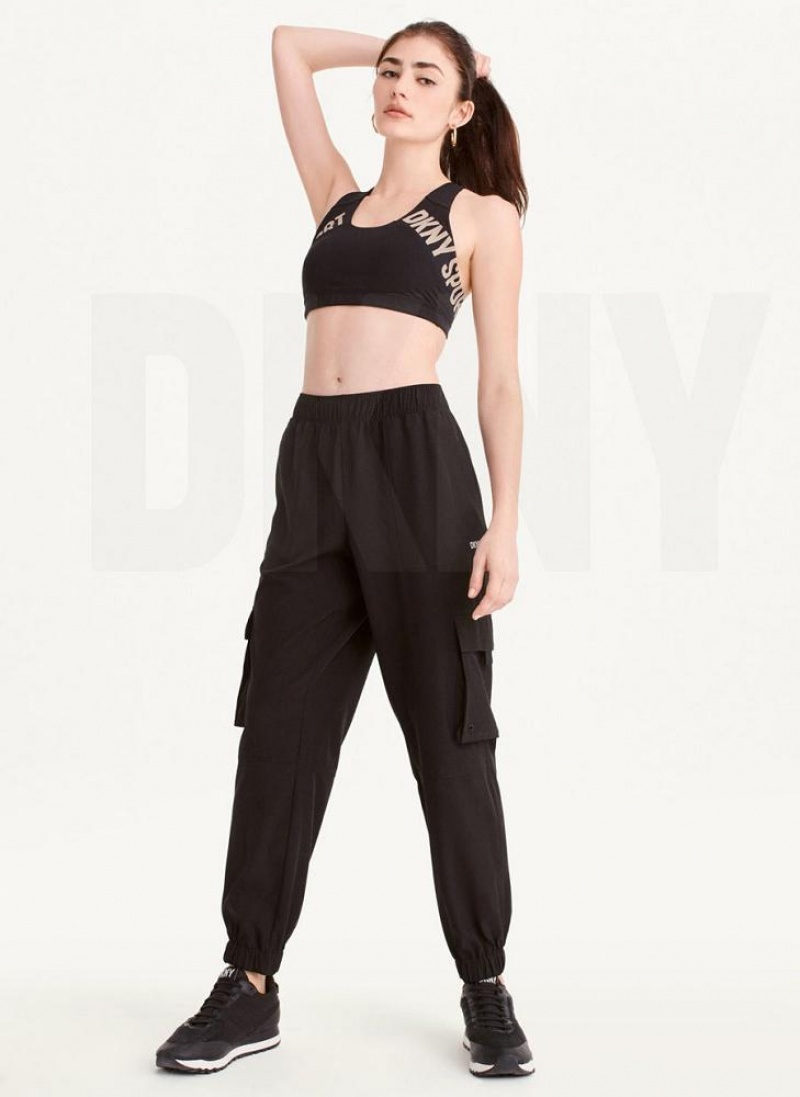 DKNY Cargo with Pockets Women's Joggers Black | Ireland_D0130