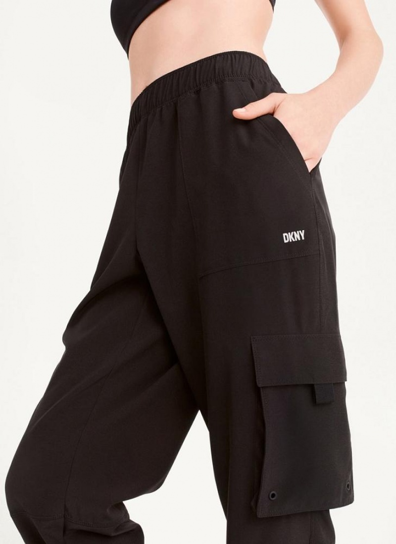 DKNY Cargo with Pockets Women's Joggers Black | Ireland_D0130