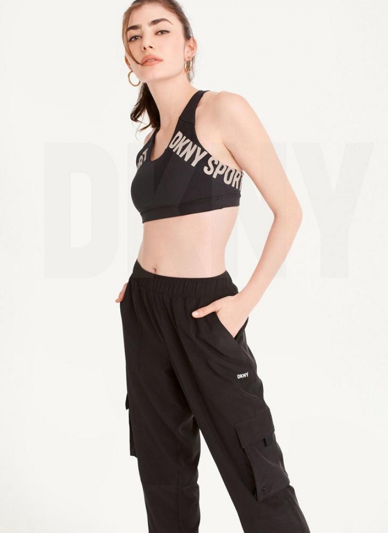 DKNY Cargo with Pockets Women's Joggers Black | Ireland_D0130