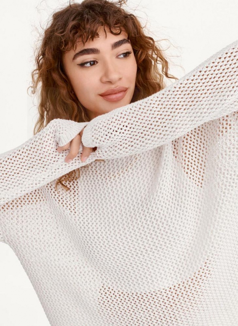 DKNY Chain Stitch Women's Sweaters White | Ireland_D1679