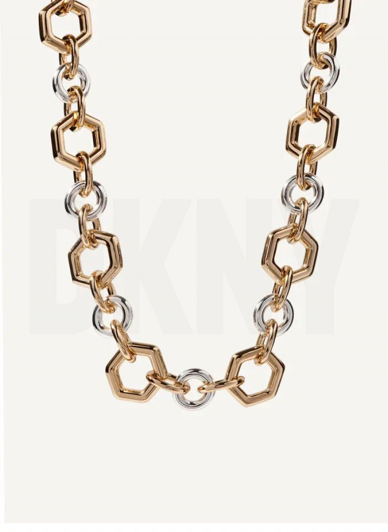 DKNY Chunky Chain Women\'s Necklace Gold | Ireland_D0604