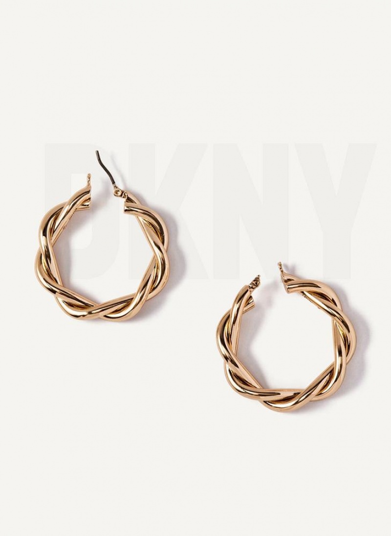 DKNY Chunky Twist Hoop Women's Earrings Gold | Ireland_D0938